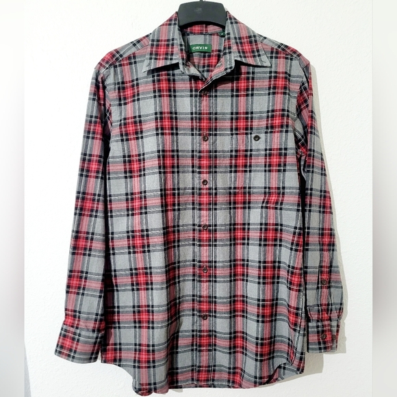 Orvis Signature Plaid Long Sleeve Button Down Shirt 100% Cotton Mens Size MEDIUM - Picture 2 of 10